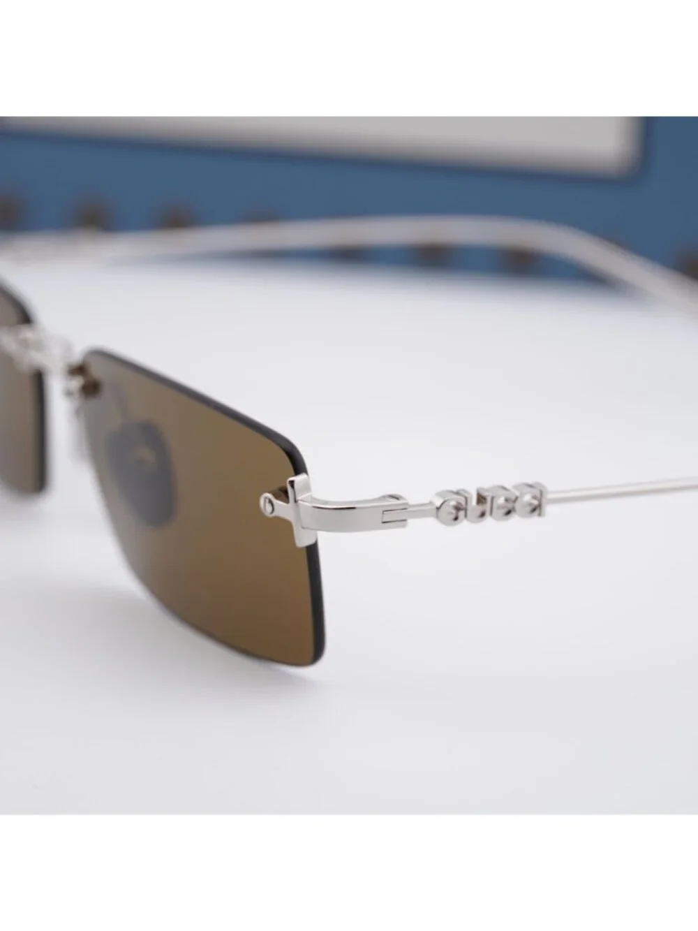 Gucci GG1941S 002 Rectangle Sunglasses - Silver / Green